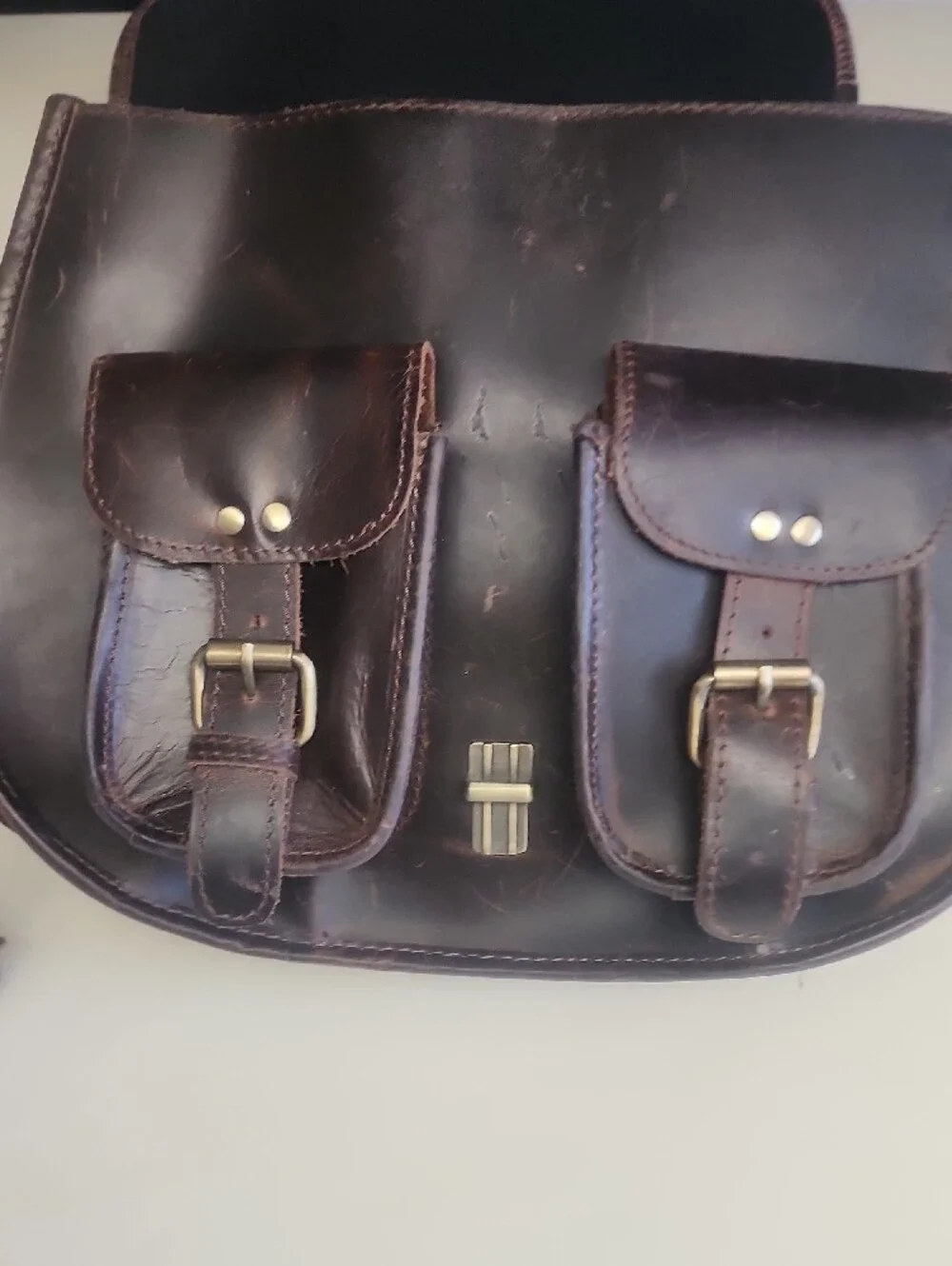 Leather Messenger Bag - Dark Brown